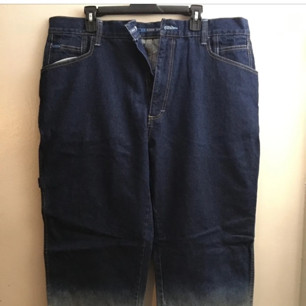 Koman Vintage Mens Carpenter Jeans  Size 40x33 RAW DENIM Pants Baggy Fit Blue